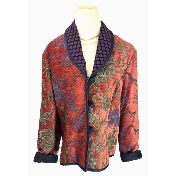 Mary Lynn O'Shea Fiber Artist Small Handmade Floral Woven Jacket Vermont - Picture 13 of 13